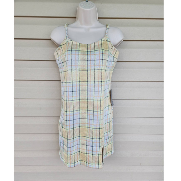 NWT 90s‎ Y2K Vibes Dress Spaghetti Strap Mustard Dress Size Medium - Picture 1 of 8